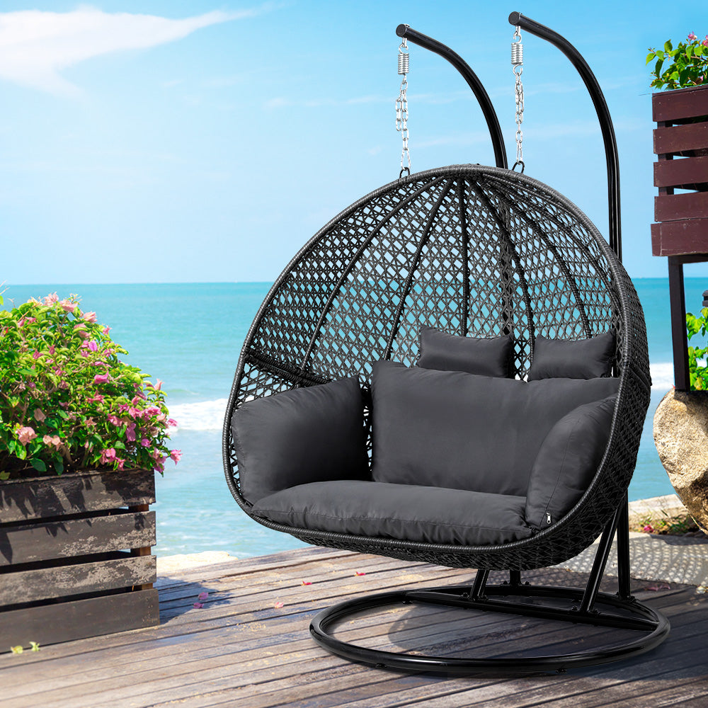 Sorrento Premium 2 Person Hanging Egg Swing Chair - Grey
