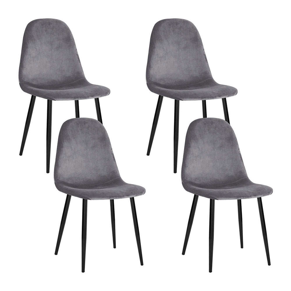 Chair Kingdom Dining Chairs Grey Velvet Set of 4 Nova
