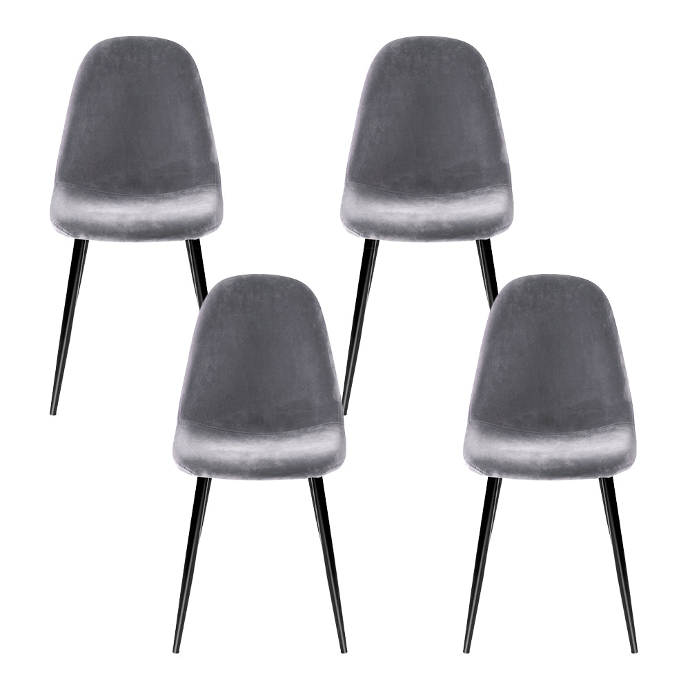Chair Kingdom Dining Chairs Grey Velvet Set of 4 Nova