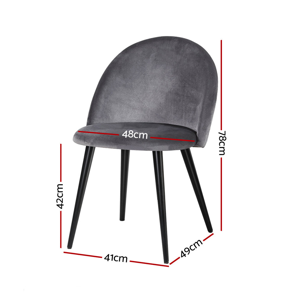 Chair Kingdom Dining Chairs Grey Velvet Set of 2 Charles