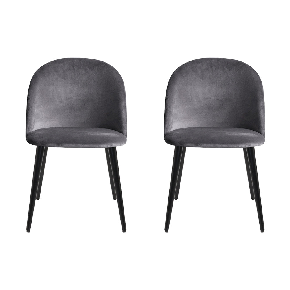 Chair Kingdom Dining Chairs Grey Velvet Set of 2 Charles