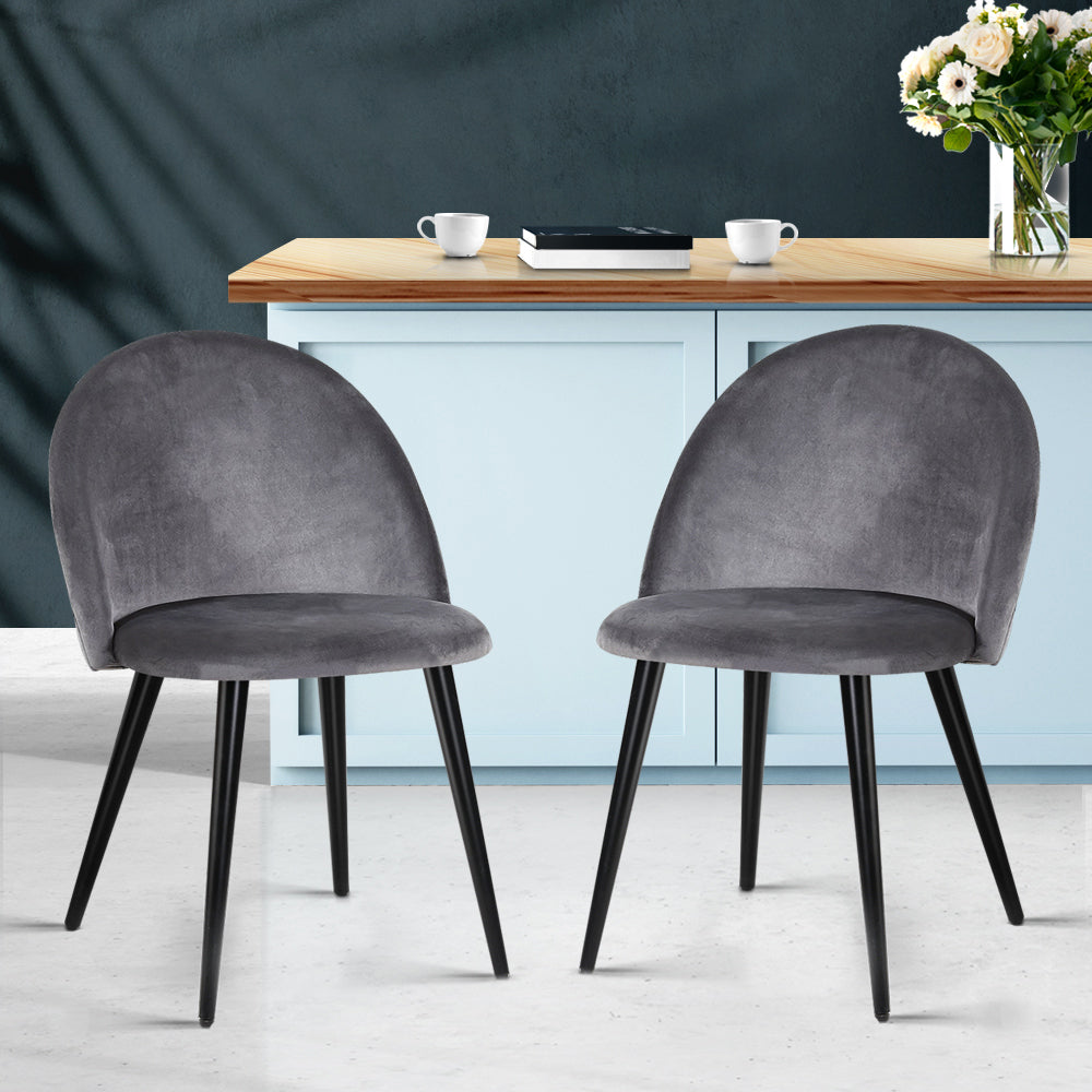 Chair Kingdom Dining Chairs Grey Velvet Set of 2 Charles