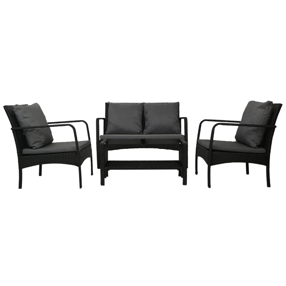 Armadale Deluxe 4 Piece Outdoor Lounge Set - Black