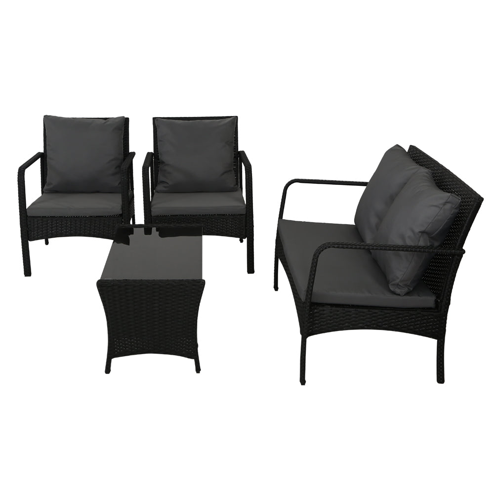 Armadale Deluxe 4 Piece Outdoor Lounge Set - Black