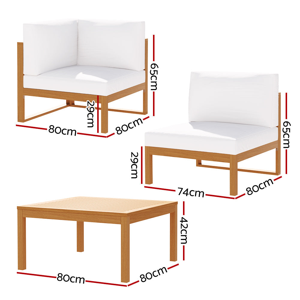 Portsea Acacia Wood 5-Piece Outdoor Sofa Set