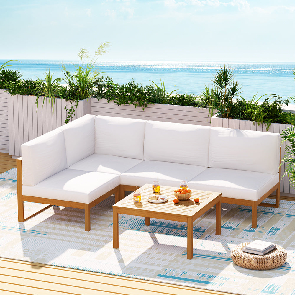Portsea Acacia Wood 5-Piece Outdoor Sofa Set