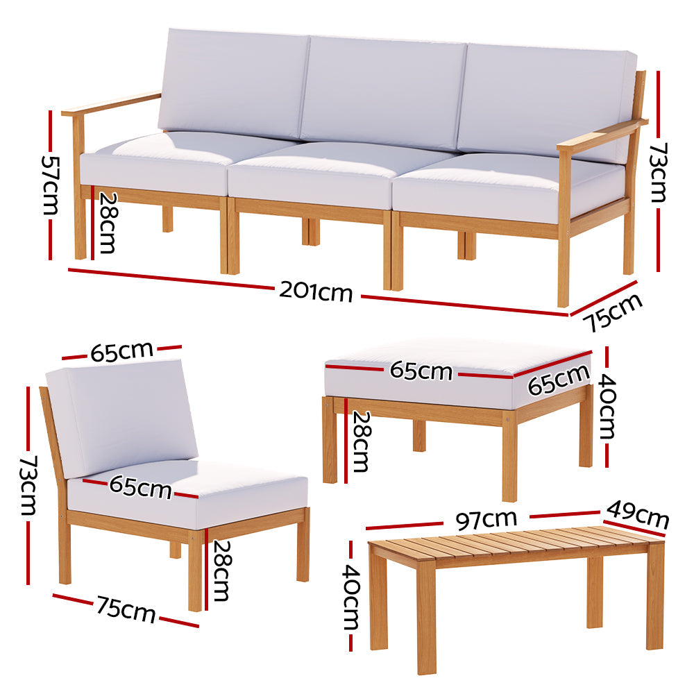 Portsea 6-Piece Acacia Wood Outdoor Sofa Set