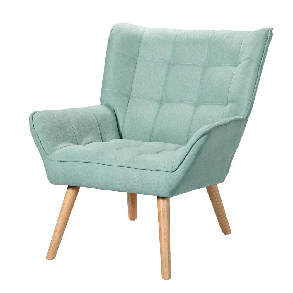 Chair Kingdom Armchair Lounge Chair Accent Chairs Sofa Linen Fabric Cushion Seat Blue