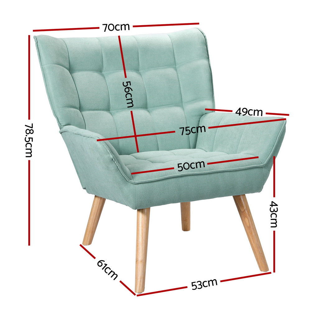 Chair Kingdom Armchair Lounge Chair Accent Chairs Sofa Linen Fabric Cushion Seat Blue