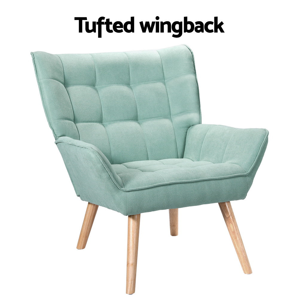 Chair Kingdom Armchair Lounge Chair Accent Chairs Sofa Linen Fabric Cushion Seat Blue