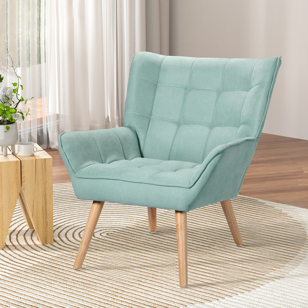 Chair Kingdom Armchair Lounge Chair Accent Chairs Sofa Linen Fabric Cushion Seat Blue