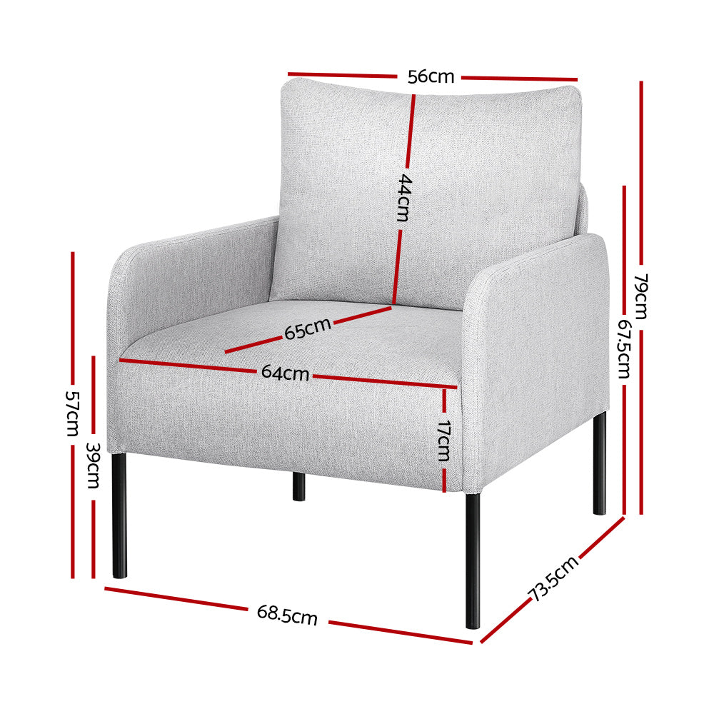 Chair Kingdom Armchair Accent Chair Pillow Fabric Grey