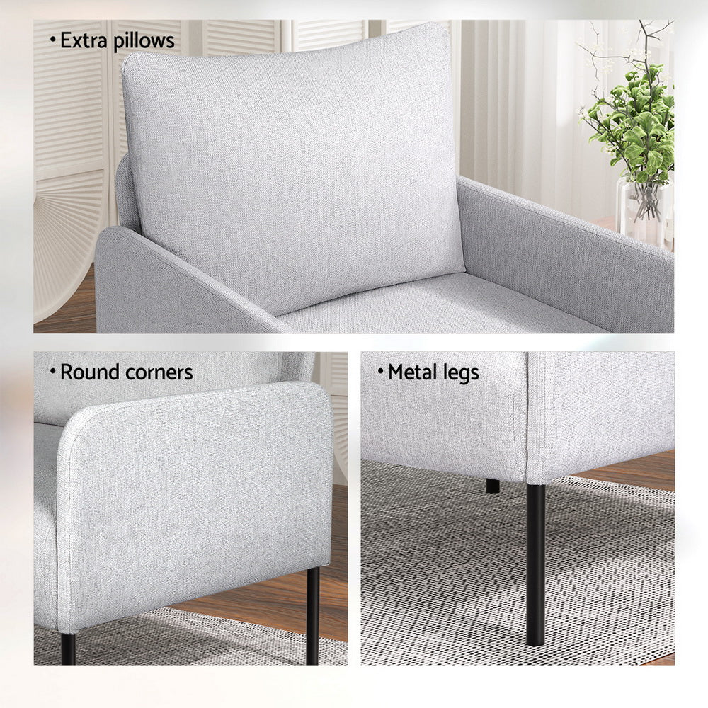Chair Kingdom Armchair Accent Chair Pillow Fabric Grey