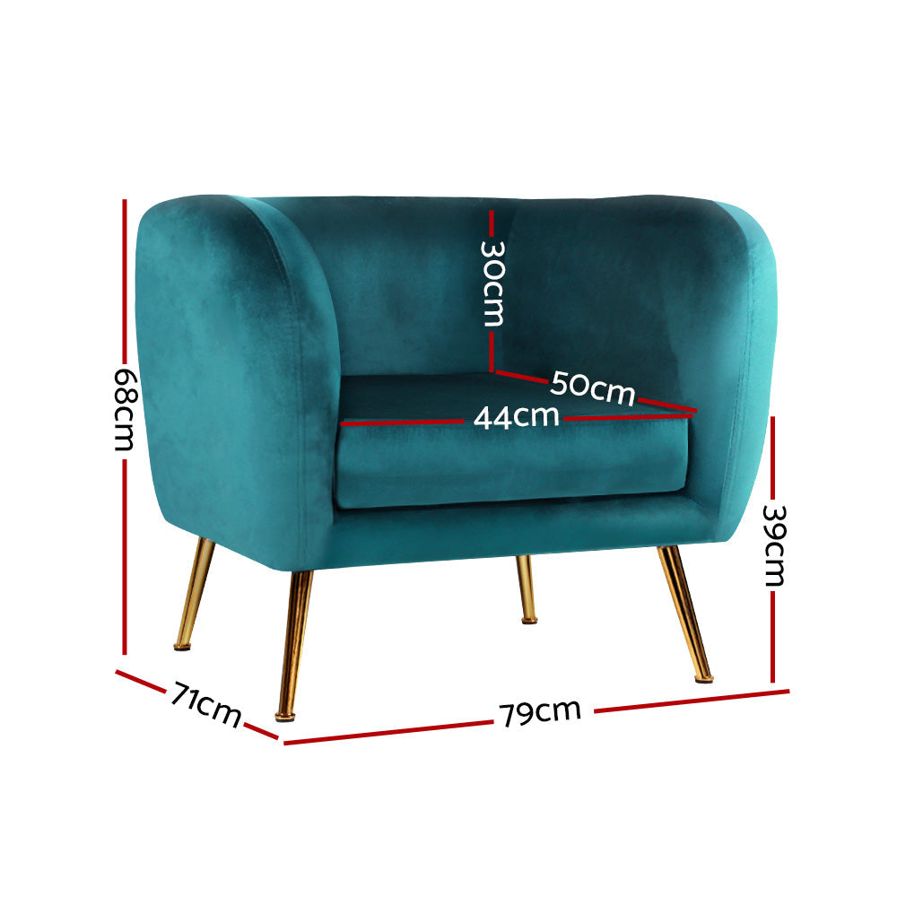 Chair Kingdom Armchair Lounge Sofa Arm Chair Accent Chairs Armchairs Couch Velvet Green