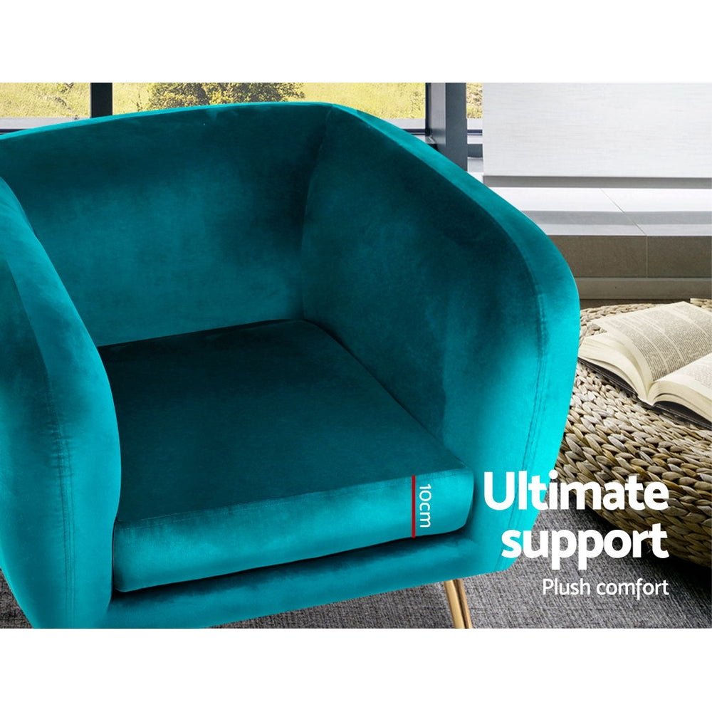 Chair Kingdom Armchair Lounge Sofa Arm Chair Accent Chairs Armchairs Couch Velvet Green
