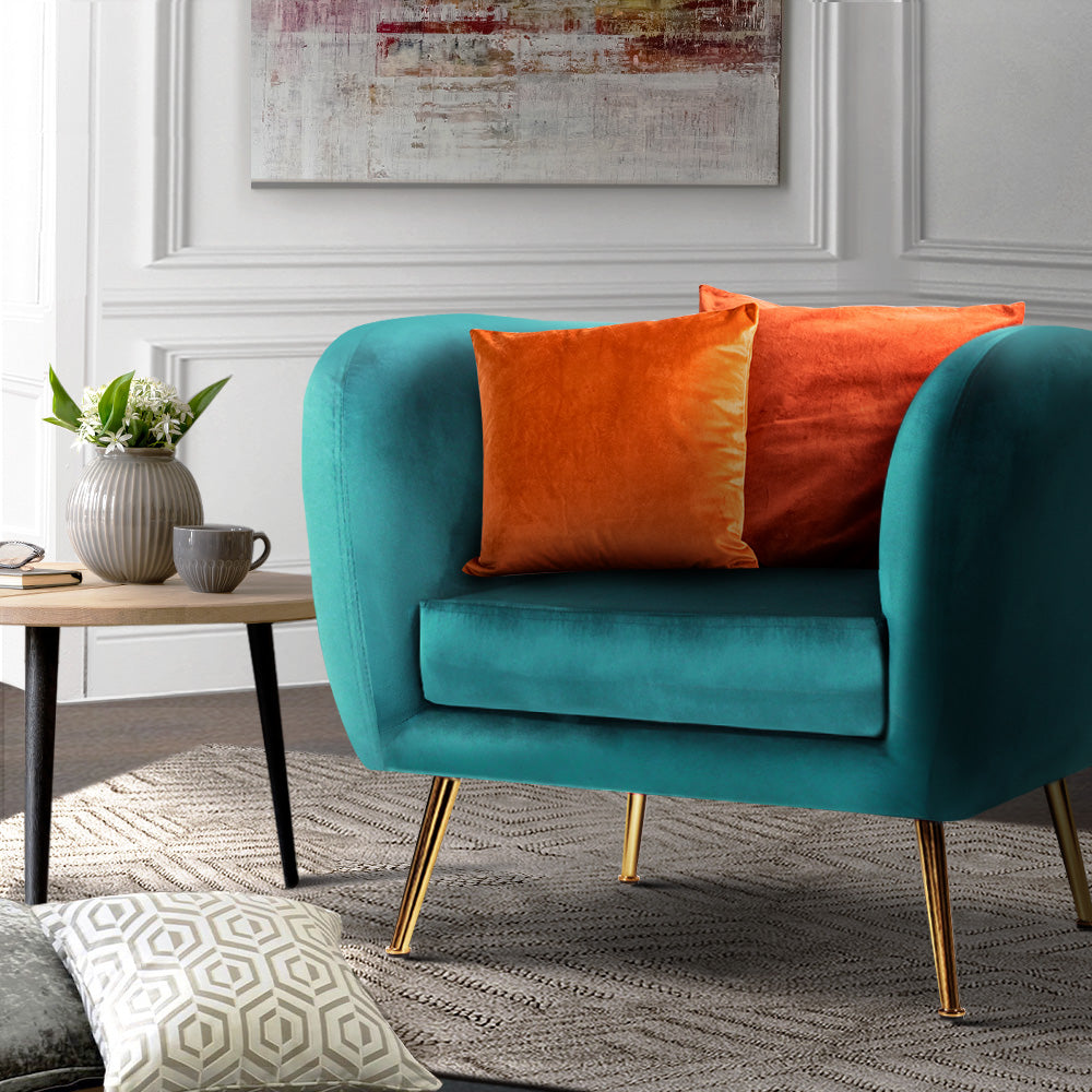 Chair Kingdom Armchair Lounge Sofa Arm Chair Accent Chairs Armchairs Couch Velvet Green