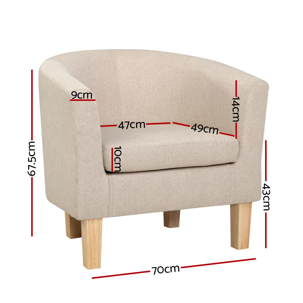 Chair Kingdom Armchair Lounge Chair Tub Accent Armchairs Fabric Sofa Chairs Beige