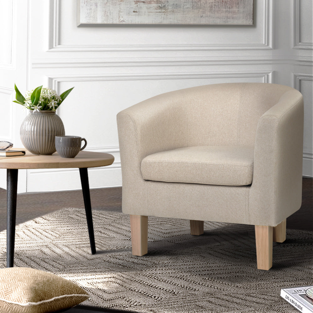 Chair Kingdom Armchair Lounge Chair Tub Accent Armchairs Fabric Sofa Chairs Beige