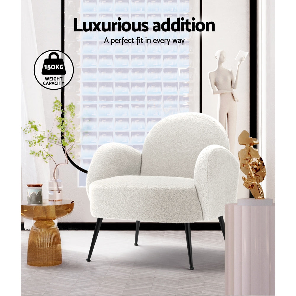 Chair Kingdom Armchair Lounge Chair Armchairs Accent Arm Chairs Sherpa Boucle White