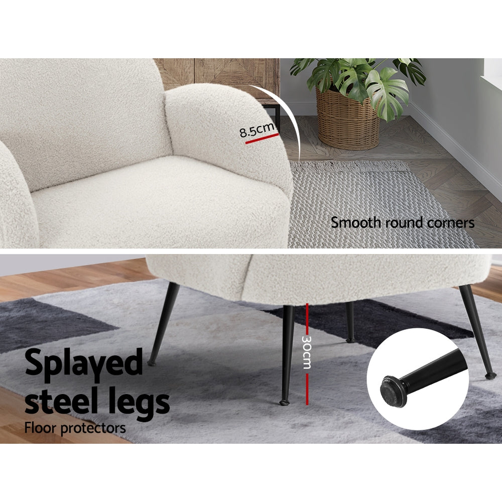Chair Kingdom Armchair Lounge Chair Armchairs Accent Arm Chairs Sherpa Boucle White