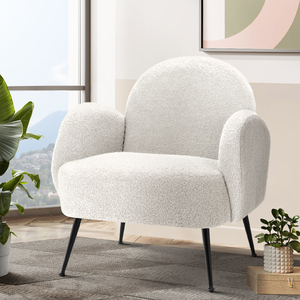 Chair Kingdom Armchair Lounge Chair Armchairs Accent Arm Chairs Sherpa Boucle White