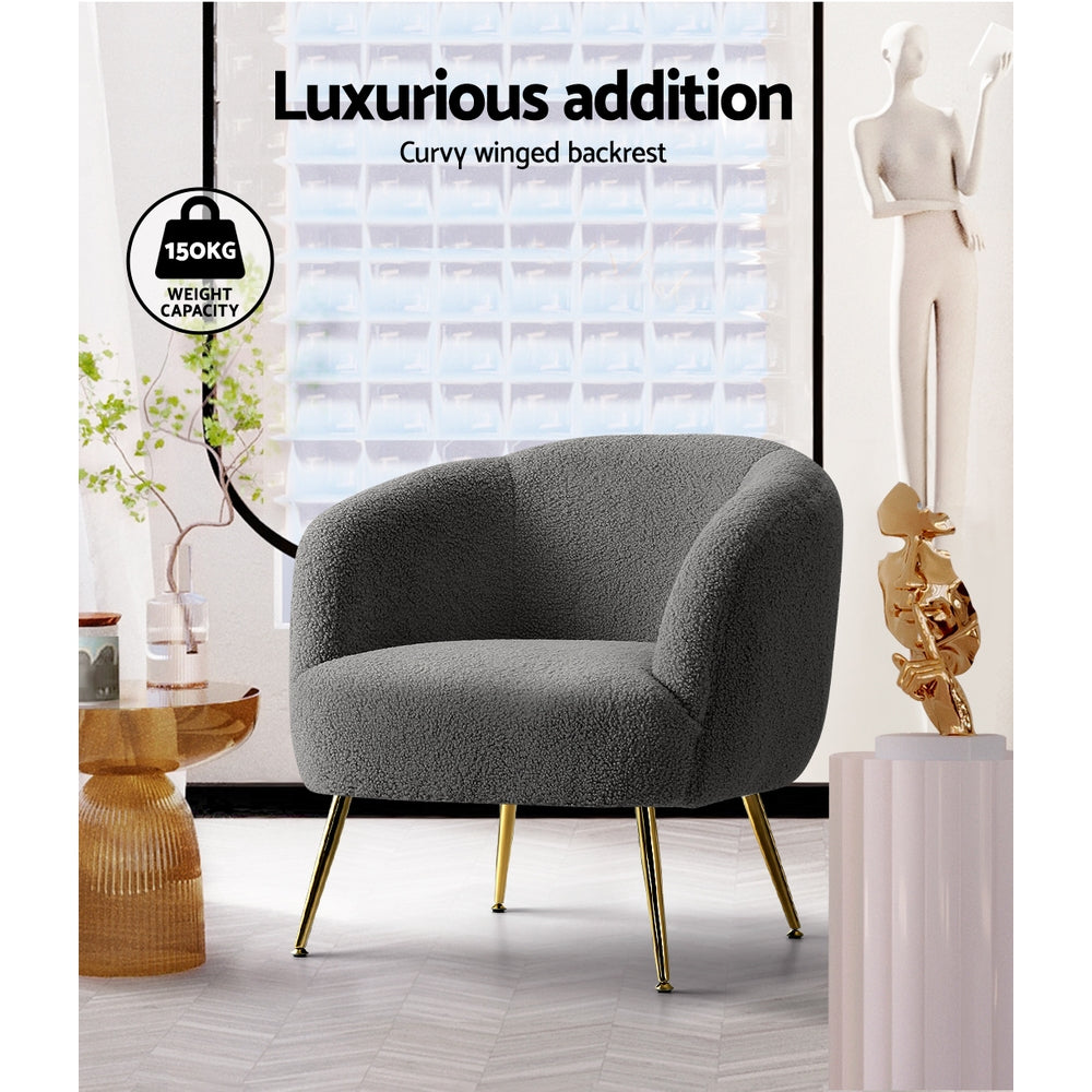 Chair Kingdom Armchair Lounge Chair Accent Chairs Arm Armchairs Sherpa Boucle Charcoal