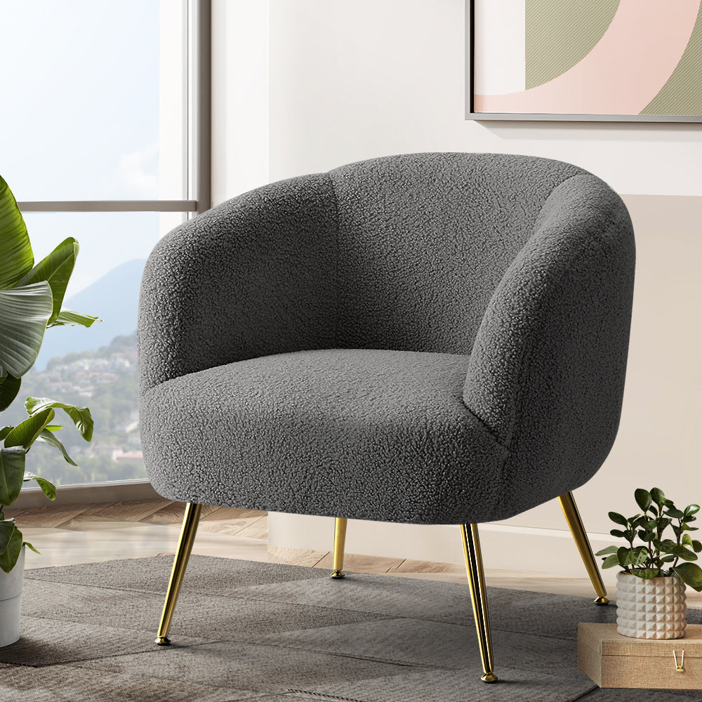 Chair Kingdom Armchair Lounge Chair Accent Chairs Arm Armchairs Sherpa Boucle Charcoal