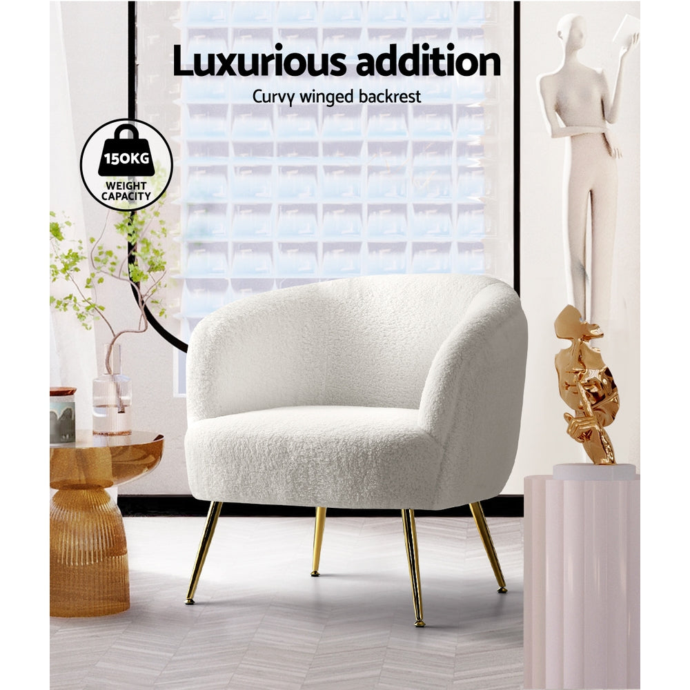 Chair Kingdom Armchair Lounge Chair Accent Chairs Armchairs Sherpa Boucle Sofa White