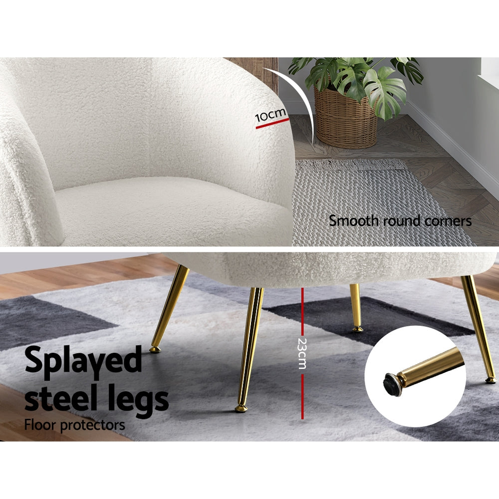 Chair Kingdom Armchair Lounge Chair Accent Chairs Armchairs Sherpa Boucle Sofa White