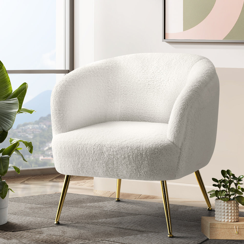 Chair Kingdom Armchair Lounge Chair Accent Chairs Armchairs Sherpa Boucle Sofa White