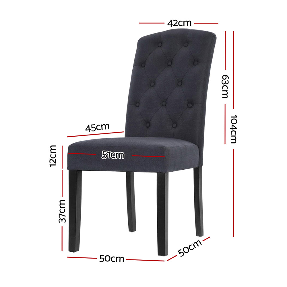 Chair Kingdom Dining Chairs Grey Fabric Set of 2 Dansk