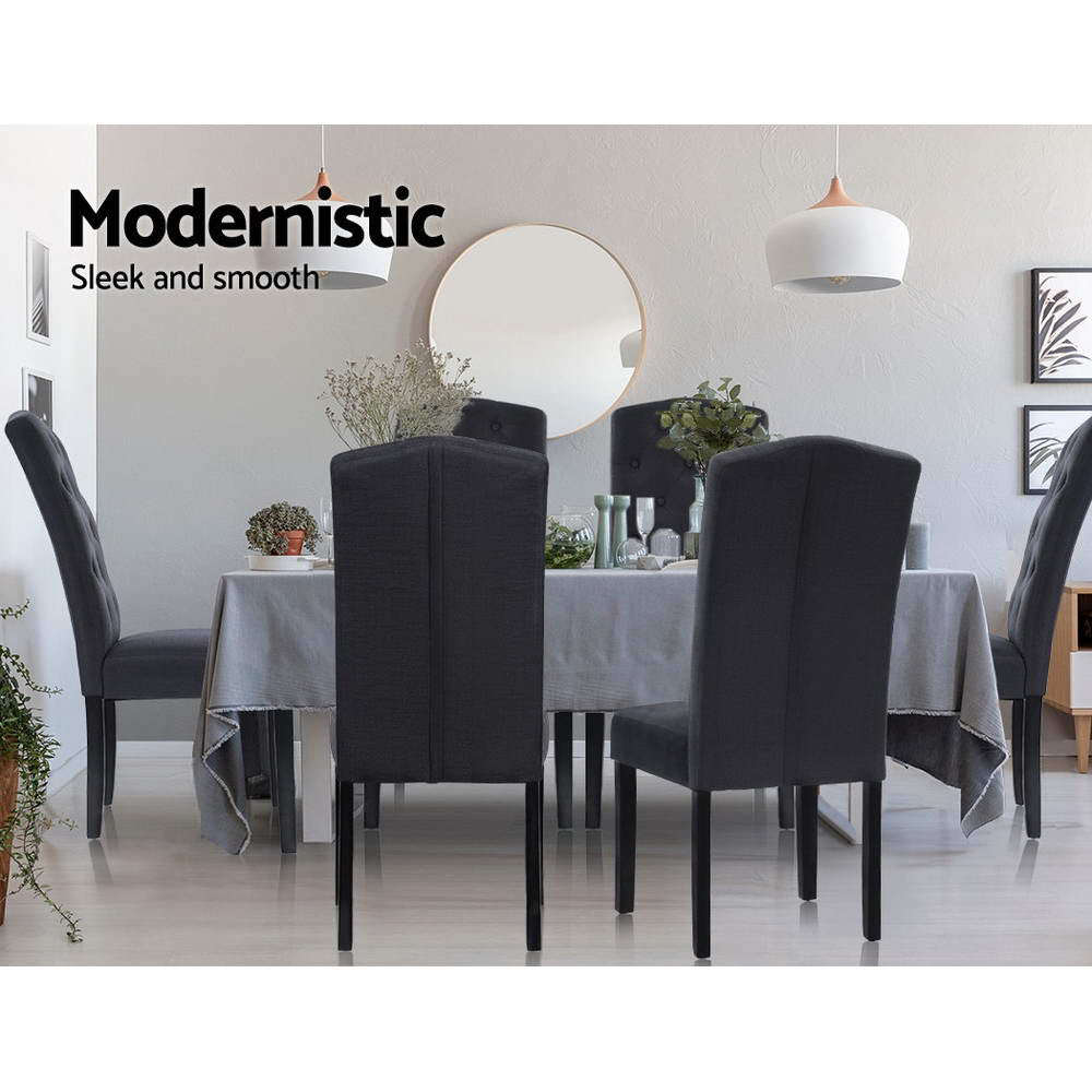 Chair Kingdom Dining Chairs Grey Fabric Set of 2 Dansk
