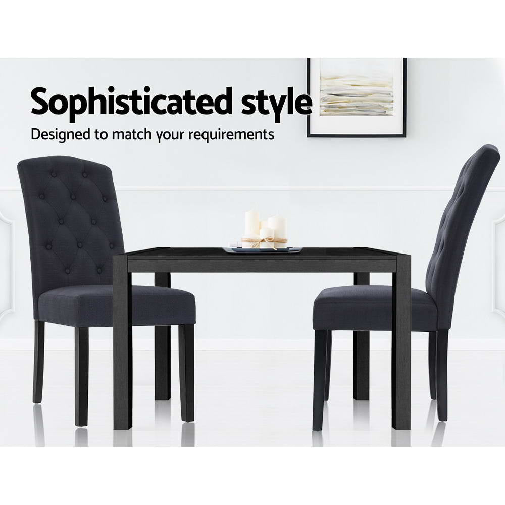 Chair Kingdom Dining Chairs Grey Fabric Set of 2 Dansk