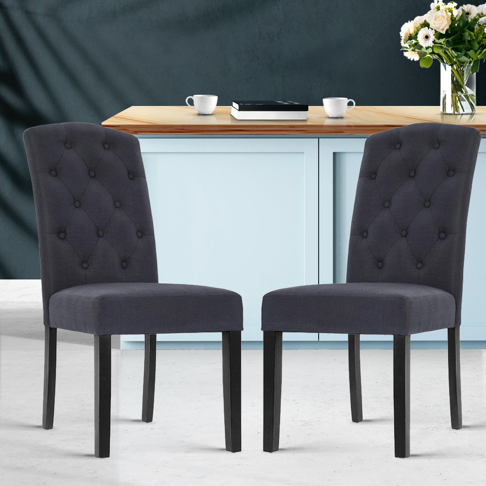 Chair Kingdom Dining Chairs Grey Fabric Set of 2 Dansk