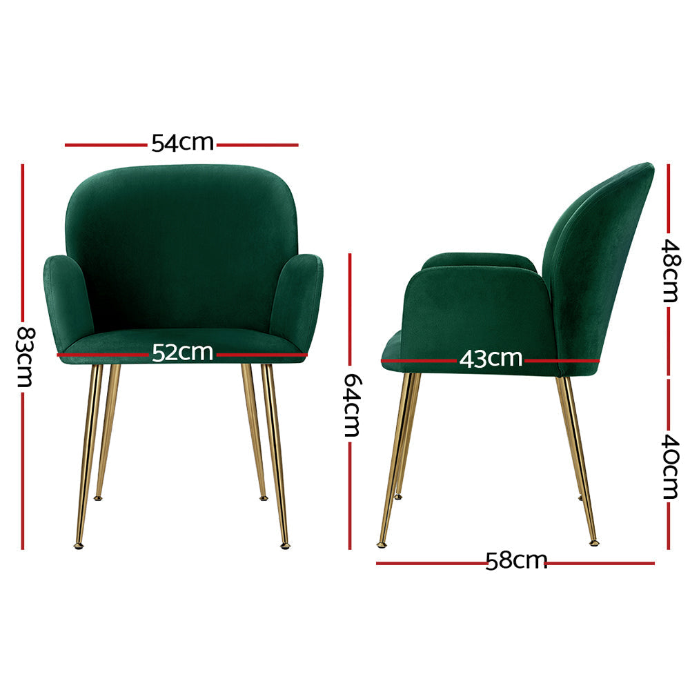 Chair Kingdom Dining Chairs Set of 2 Velevt Green Kynsee