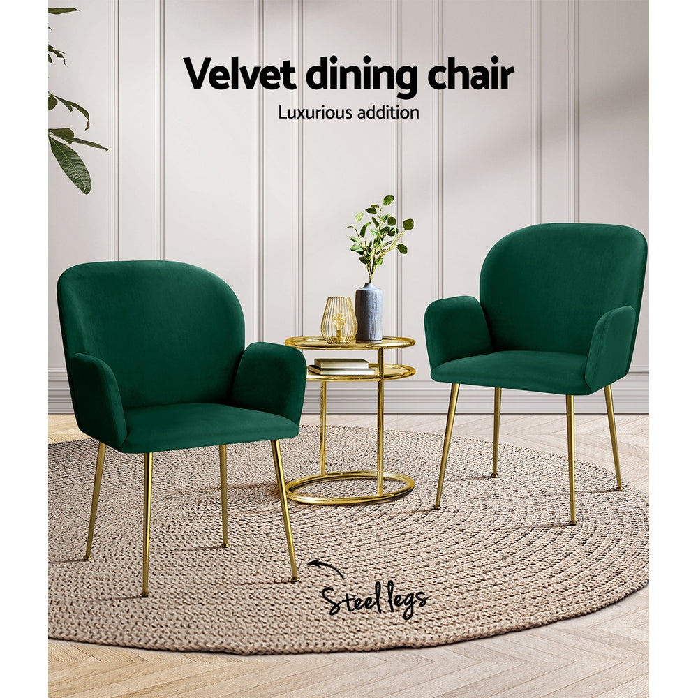 Chair Kingdom Dining Chairs Set of 2 Velevt Green Kynsee