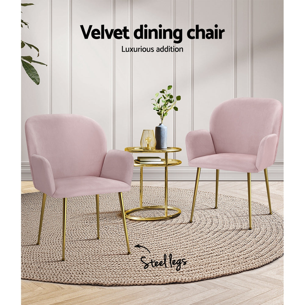 Chair Kingdom Dining Chairs Set of 2 Velevt Pink Kynsee