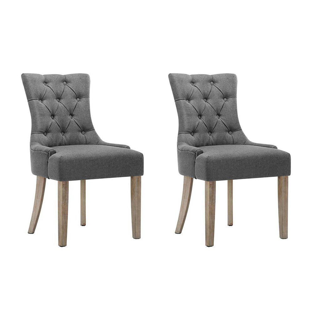 Chair Kingdom Set of 2 Dining Chair CAYES French Provincial Wooden Fabric Retro Cafe