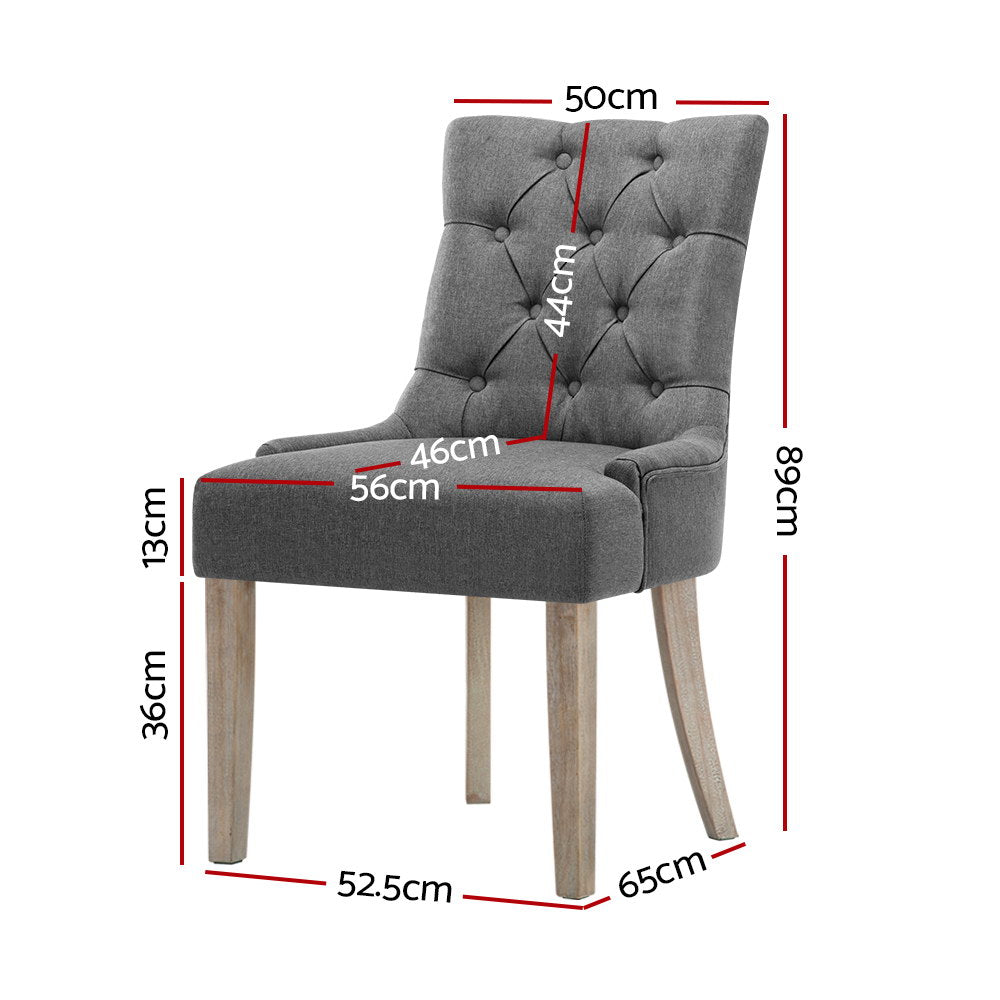 Chair Kingdom Set of 2 Dining Chair CAYES French Provincial Wooden Fabric Retro Cafe