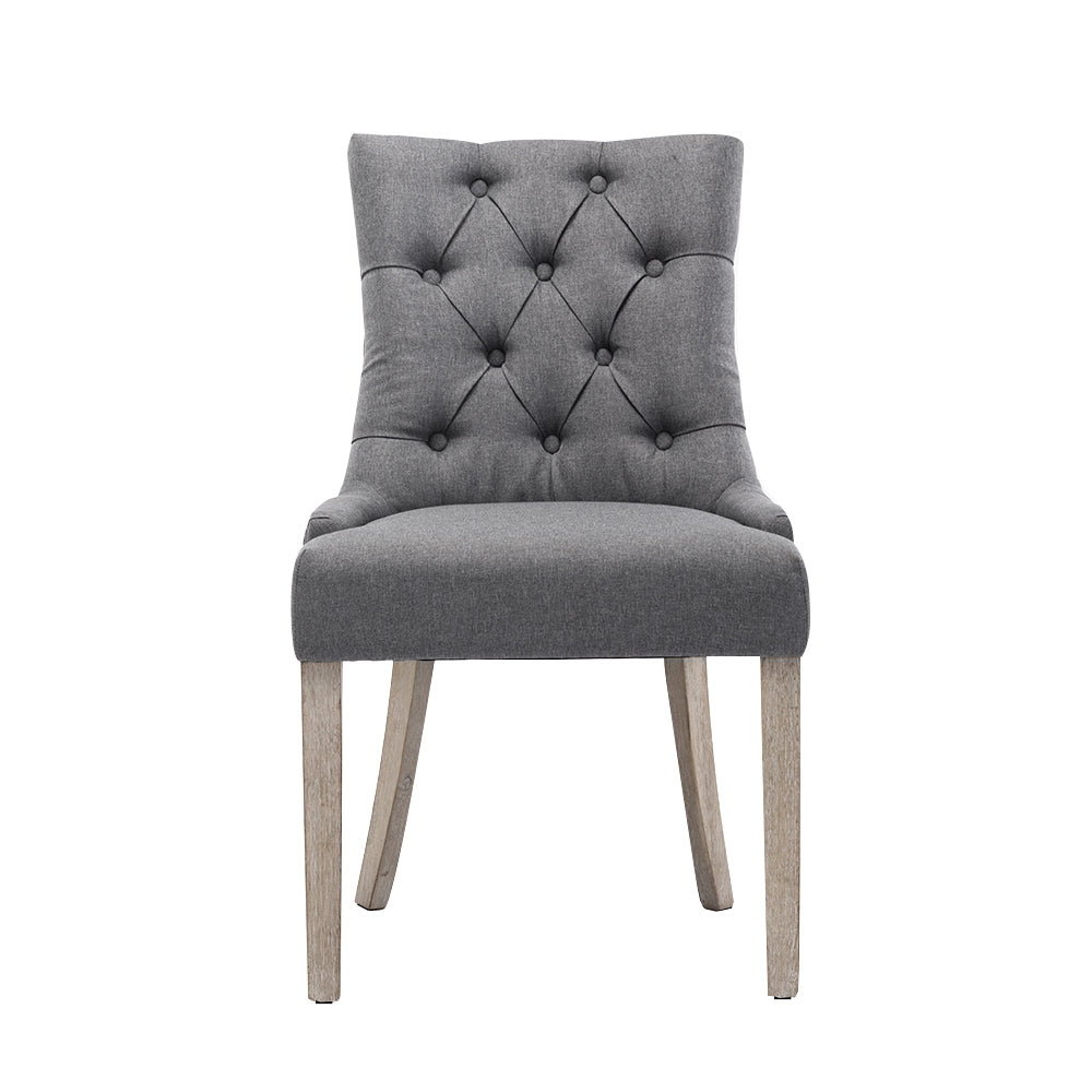 Chair Kingdom Set of 2 Dining Chair CAYES French Provincial Wooden Fabric Retro Cafe