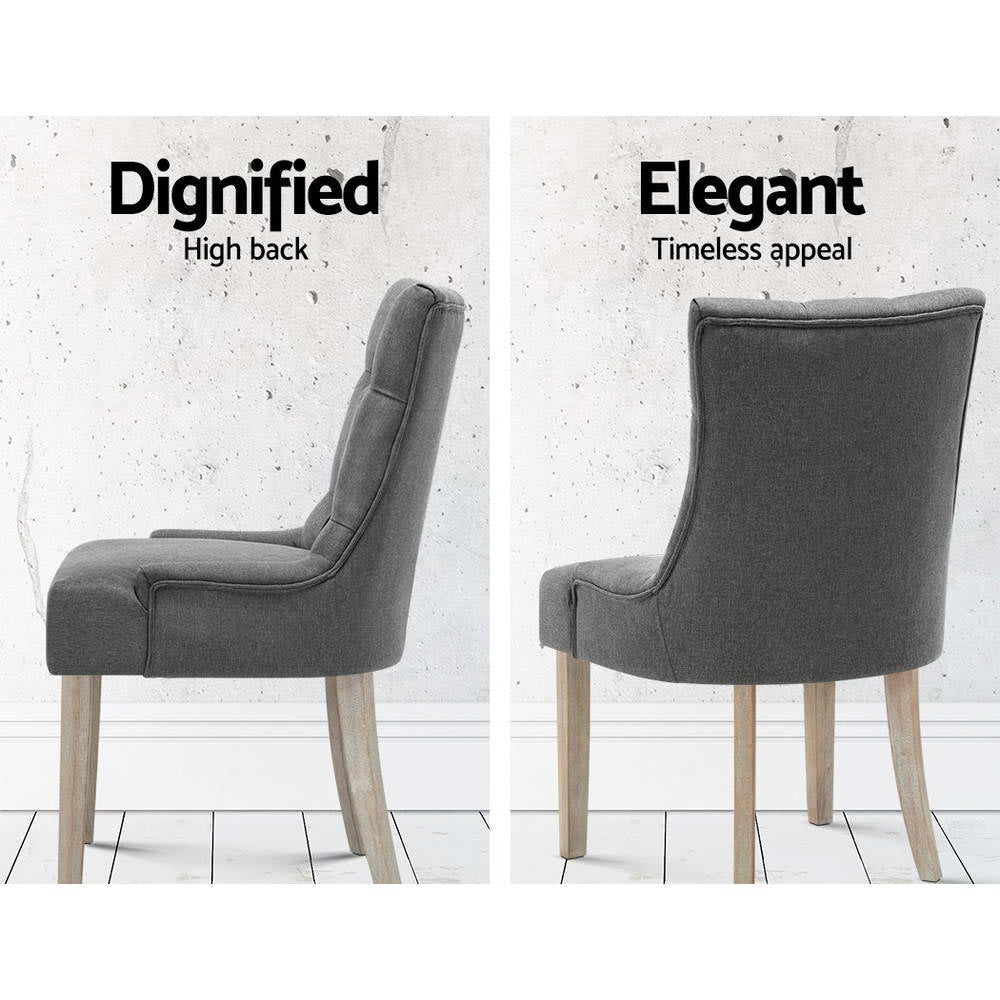 Chair Kingdom Set of 2 Dining Chair CAYES French Provincial Wooden Fabric Retro Cafe