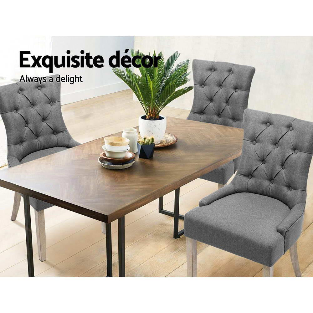 Chair Kingdom Set of 2 Dining Chair CAYES French Provincial Wooden Fabric Retro Cafe