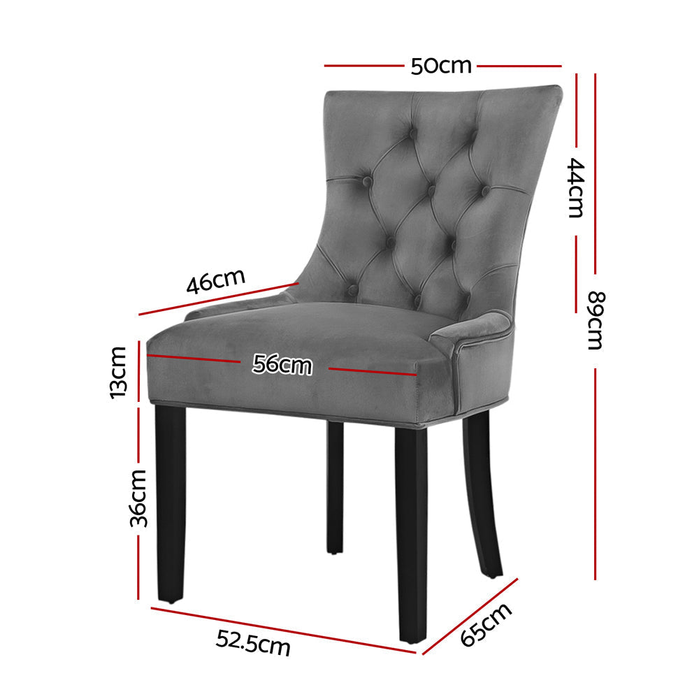 Chair Kingdom Dining Chair Set of 2 Velvet Grey French Cayes
