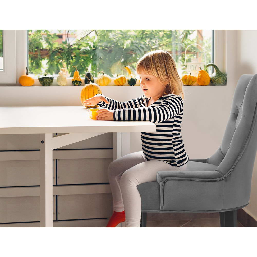 Chair Kingdom Dining Chair Set of 2 Velvet Grey French Cayes