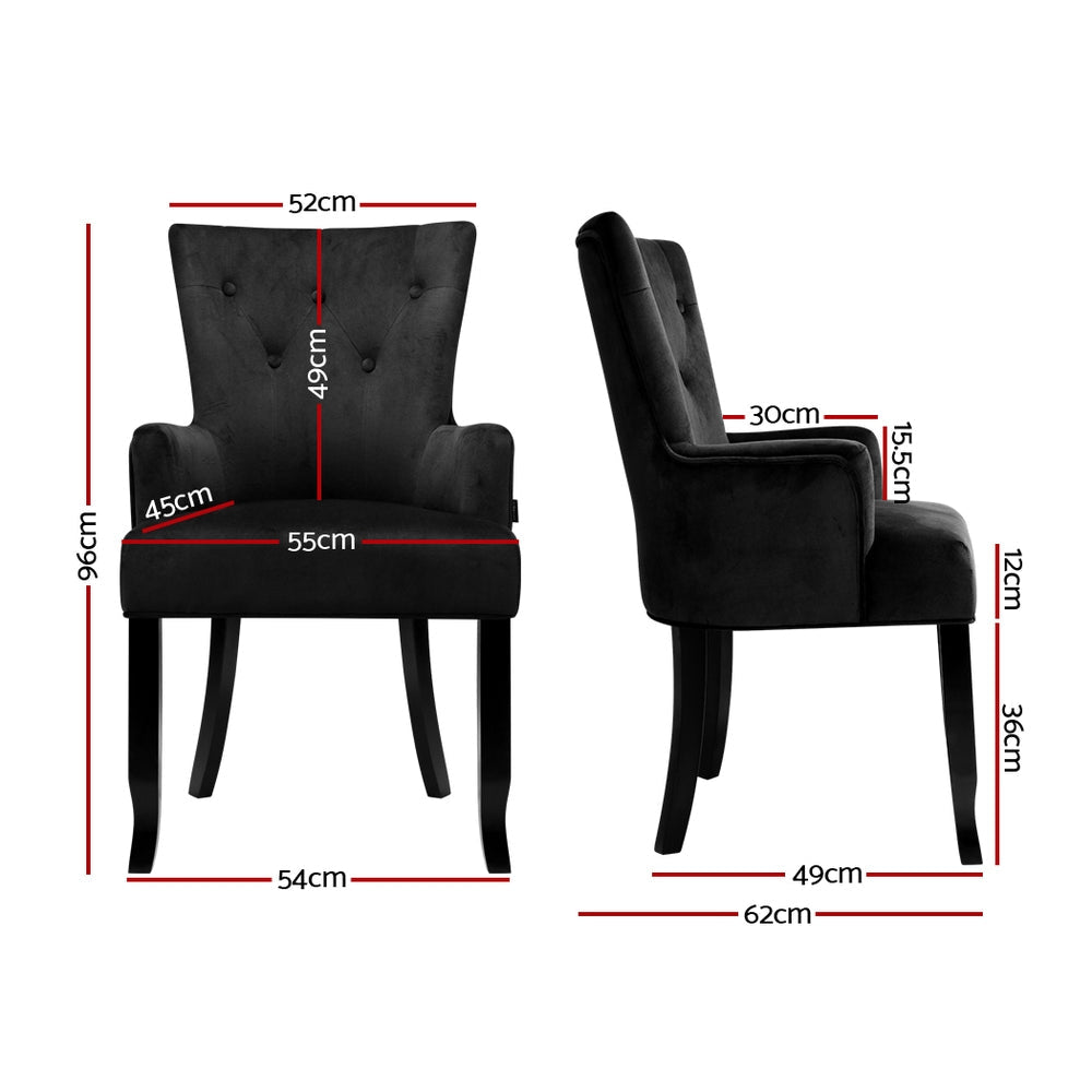 Chair Kingdom Dining Chair Velvet Black French Cayes