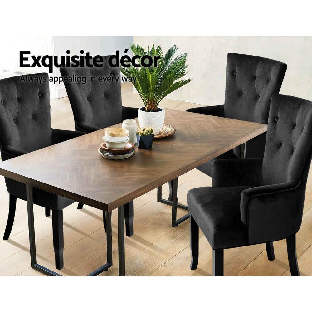 Chair Kingdom Dining Chair Velvet Black French Cayes