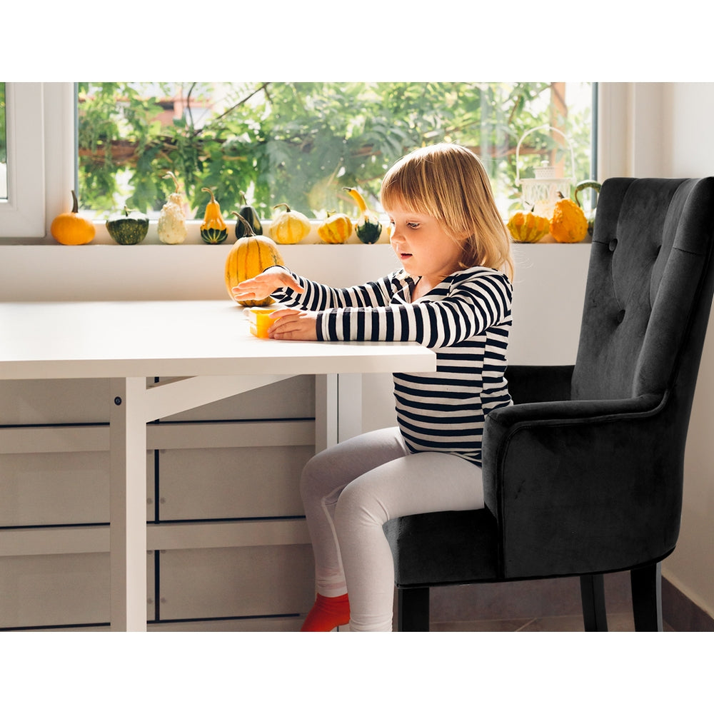 Chair Kingdom Dining Chair Velvet Black French Cayes