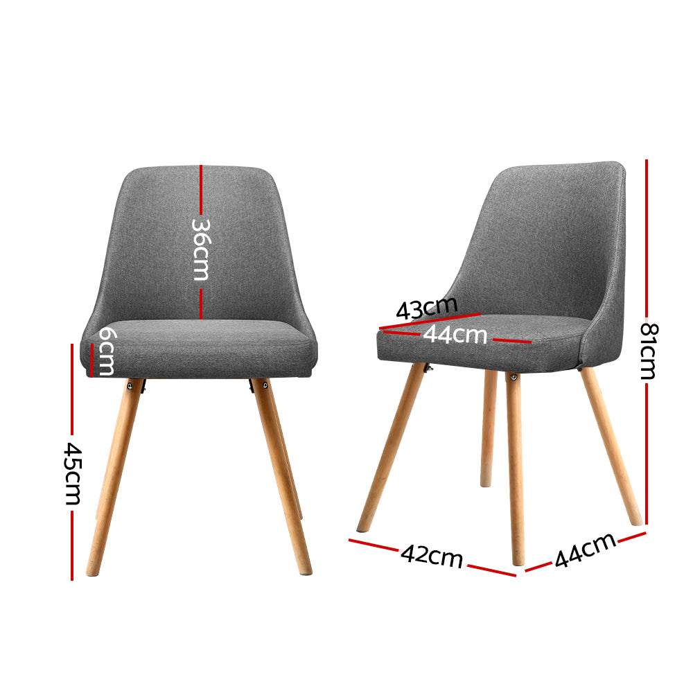 Chair Kingdom Dining Chairs Fabric Grey Set of 2 Kalmar