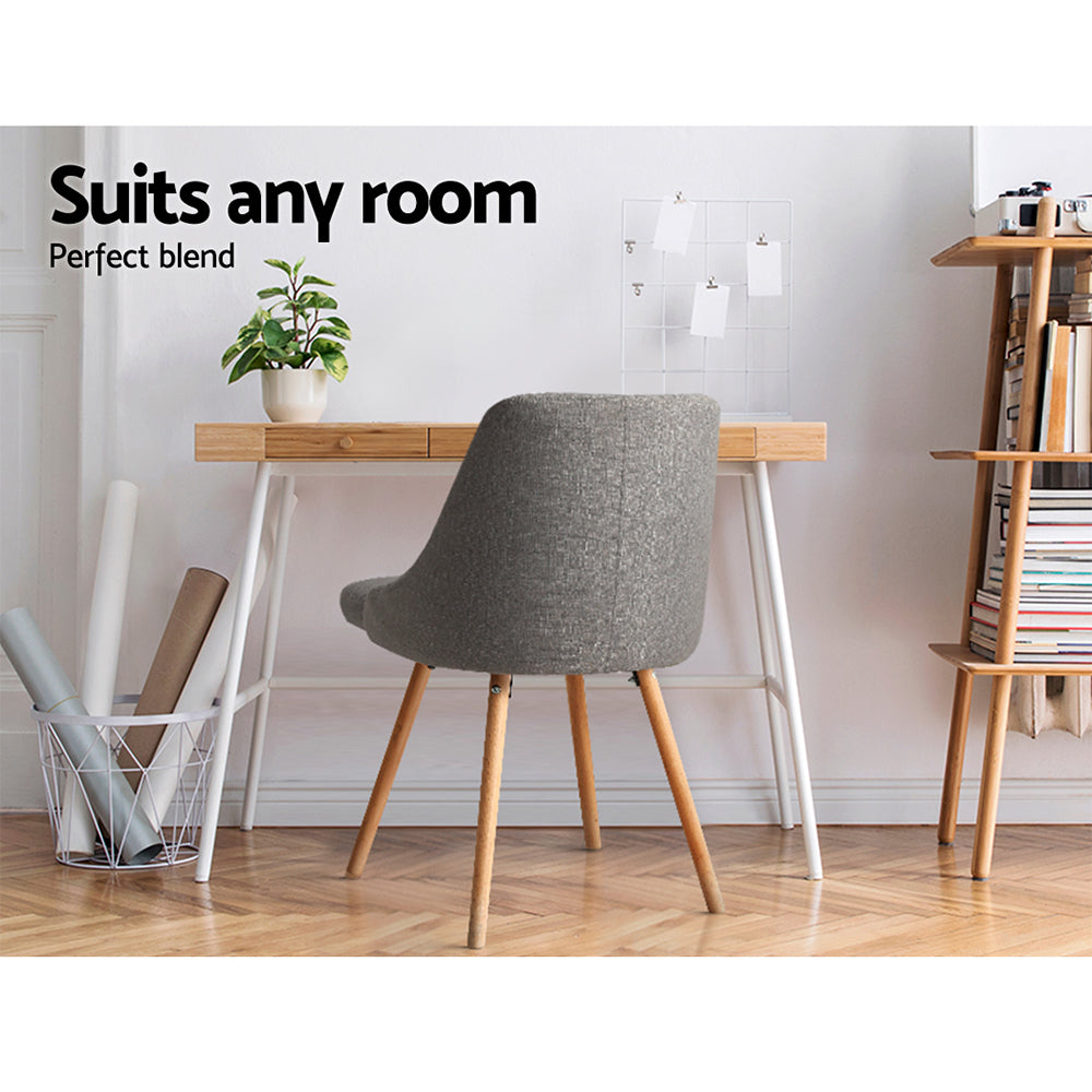 Chair Kingdom Dining Chairs Fabric Grey Set of 2 Kalmar