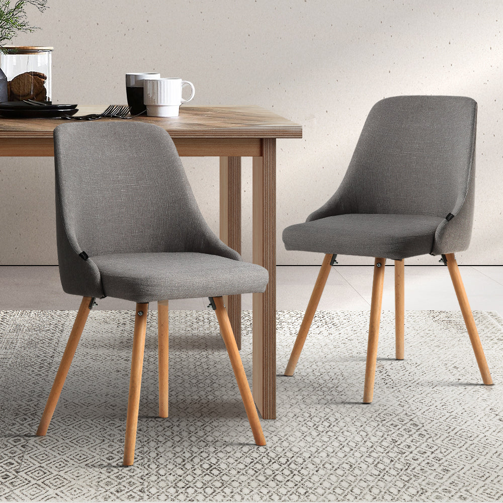 Chair Kingdom Dining Chairs Fabric Grey Set of 2 Kalmar